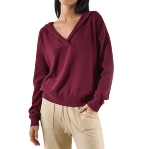 Sundance Burgundy 100% Cashmere Hoodie Sweater — Women’s Size M